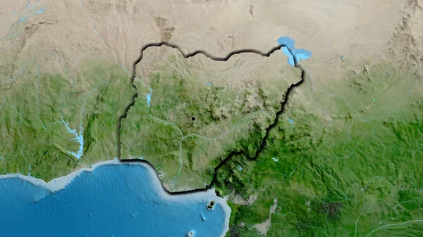 Gros Plan Frontière Nigérienne Sur Une Carte Satellite Point Capital — Photo