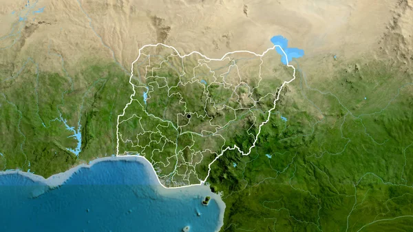 Close Zona Fronteiriça Níger Suas Fronteiras Regionais Mapa Satélite Ponto — Fotografia de Stock