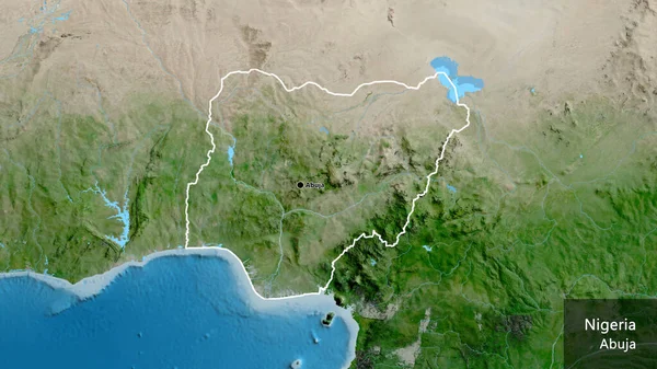 Primer Plano Zona Fronteriza Níger Mapa Satelital Punto Capital Esquema —  Fotos de Stock