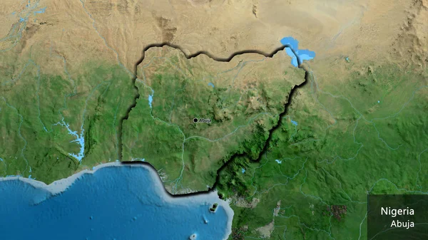 Close Área Fronteira Níger Mapa Satélite Ponto Capital Bordas Chanfradas — Fotografia de Stock