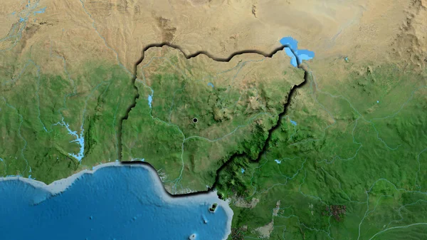 Close Área Fronteira Níger Mapa Satélite Ponto Capital Bordas Biseladas — Fotografia de Stock