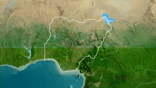 Närbild Nigers Gränsområde Satellitkarta Huvudpunkt Skissera Runt Landet Form — Stockfoto