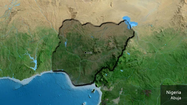 Detailní Záběr Pohraniční Oblasti Nigeru Zvýrazňující Tmavou Vrstvu Satelitní Mapě — Stock fotografie