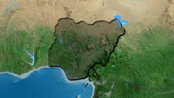 Közelkép Nigeri Határ Menti Területről Amely Egy Műholdas Térképen Sötét — Stock Fotó