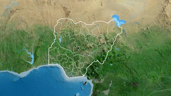 Close Niger Border Area Its Regional Borders Satellite Map Capital — Stock Photo, Image