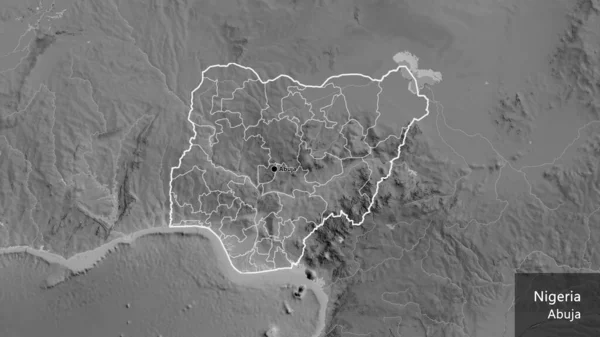 Close Niger Border Area Its Regional Borders Grayscale Map Capital — Stock Photo, Image