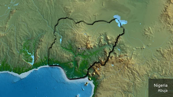 Close Área Fronteira Níger Mapa Físico Ponto Capital Bordas Chanfradas — Fotografia de Stock