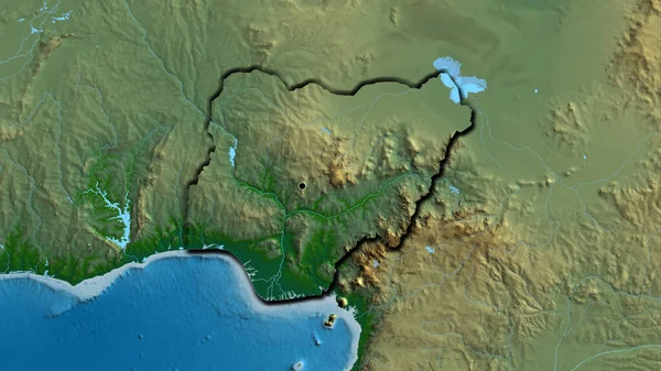 Крупный План Пограничной Зоны Нигера Физической Карте Отличный Момент Скошенный — стоковое фото