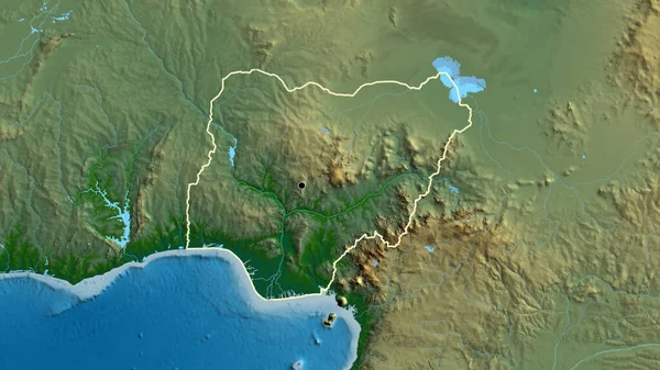 Primer Plano Zona Fronteriza Níger Mapa Físico Punto Capital Esquema — Foto de Stock