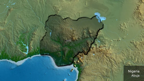 Nijer Sınır Bölgesinin Yakın Çekimleri Fiziksel Bir Harita Üzerinde Koyu — Stok fotoğraf