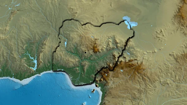Detailní Záběr Pohraniční Oblasti Nigeru Reliéfní Mapě Fakt Zkosené Hrany — Stock fotografie