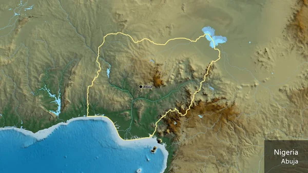 救援地図上のニジェール国境地域の閉鎖 資本ポイント 国の形の周りの概要 英名国とその首都 — ストック写真