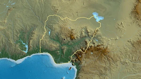 Nijer Sınır Bölgesinin Yakınlaştırılmış Haritası Ana Nokta Ülke Şekli Etrafında — Stok fotoğraf