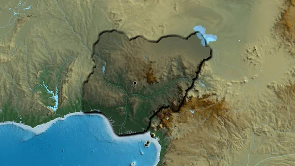Крупный План Приграничной Зоны Нигера Подчеркнутый Тёмным Наложением Рельефную Карту — стоковое фото