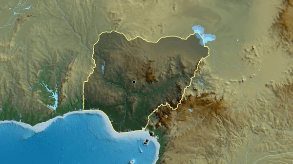 Close Área Fronteira Níger Destacando Com Uma Sobreposição Escura Mapa — Fotografia de Stock