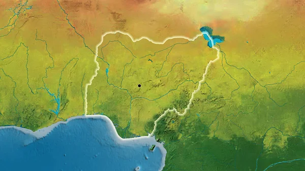 Close Van Het Grensgebied Met Niger Een Topografische Kaart Hoofdpunt — Stockfoto
