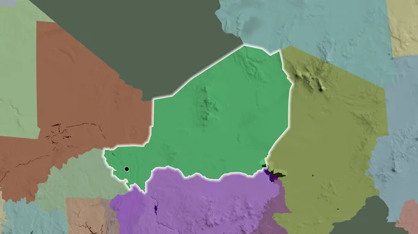 Nijer Sınır Bölgesinin Bir Idari Haritada Yakın Plan Görüntüsü Ana — Stok fotoğraf