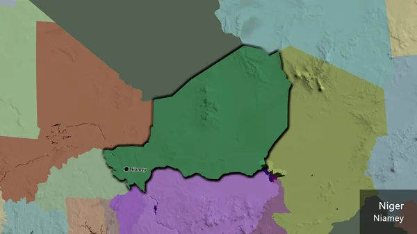 Närbild Det Nigeriska Gränsområdet Med Ett Mörkt Överdrag Administrativ Karta — Stockfoto