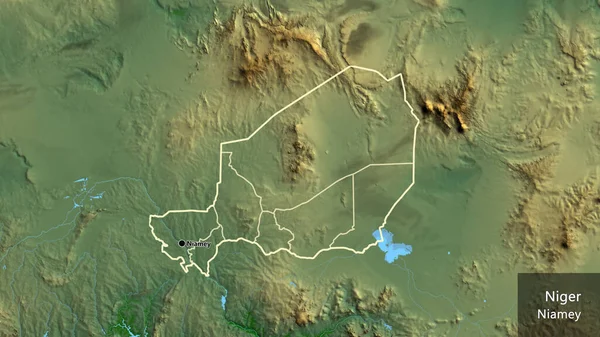 Крупный План Приграничной Зоны Нигера Региональных Границ Физической Карте Отличный — стоковое фото
