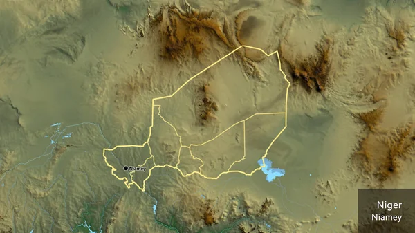Närbild Det Nigeriska Gränsområdet Och Dess Regionala Gränser Biståndskarta Huvudpunkt — Stockfoto