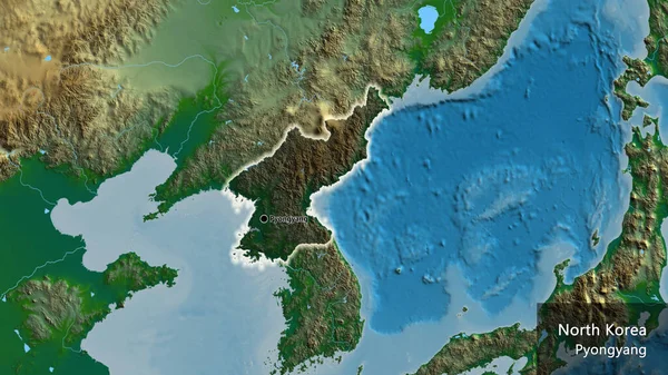 Gros Plan Zone Frontalière Nord Coréenne Mettant Évidence Une Superposition — Photo