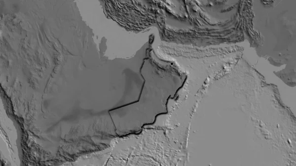 Close Área Fronteira Omã Mapa Bilevel Ponto Capital Bordas Biseladas — Fotografia de Stock