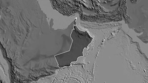 Close Área Fronteira Omã Destacando Com Uma Sobreposição Escura Mapa — Fotografia de Stock