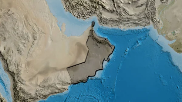 Close Área Fronteira Omã Destacando Com Uma Sobreposição Escura Mapa — Fotografia de Stock