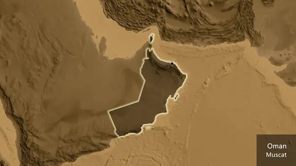 Primer Plano Zona Fronteriza Omán Destacando Con Una Capa Oscura — Foto de Stock