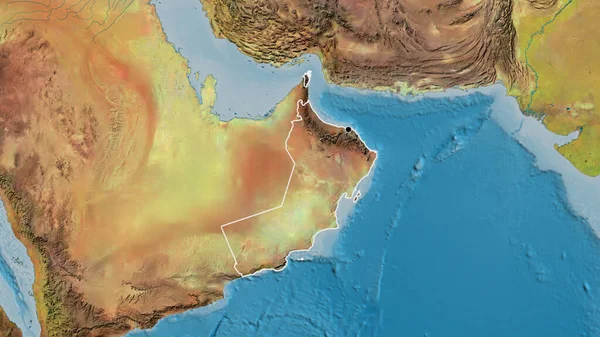 Umman sınır bölgesinin topoğrafik haritaya yakın çekimleri. Ana nokta. Ülke şekli etrafında özet geç. 