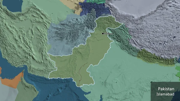 Detailní Záběr Pákistánské Pohraniční Oblasti Administrativní Mapě Fakt Obrys Kolem — Stock fotografie