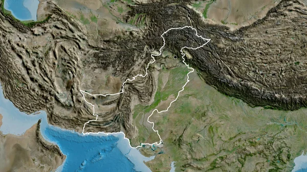 Primer Plano Zona Fronteriza Pakistán Mapa Satelital Punto Capital Esquema — Foto de Stock
