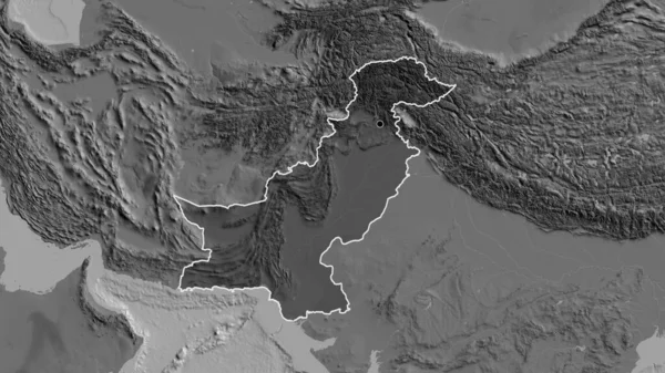 Крупный План Приграничной Зоны Пакистана Выделяющийся Тёмным Наложением Двустворчатую Карту — стоковое фото