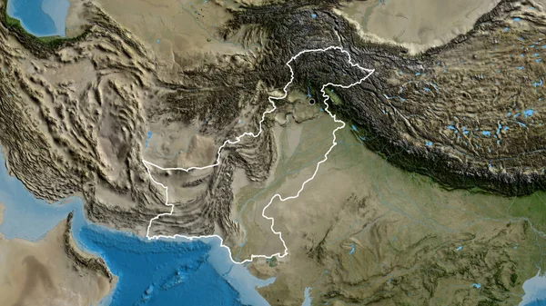 Zbliżenie Pakistańskiej Strefy Przygranicznej Zdjęciu Satelitarnym Yahoo Główny Punkt Zarys — Zdjęcie stockowe
