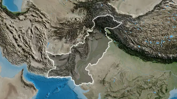 Detailní Záběr Pákistánské Pohraniční Oblasti Zdůrazňující Tmavé Překrytí Satelitní Mapě — Stock fotografie