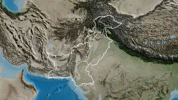 Nahaufnahme Des Pakistanischen Grenzgebiets Und Seiner Regionalen Grenzen Auf Einer — Stockfoto
