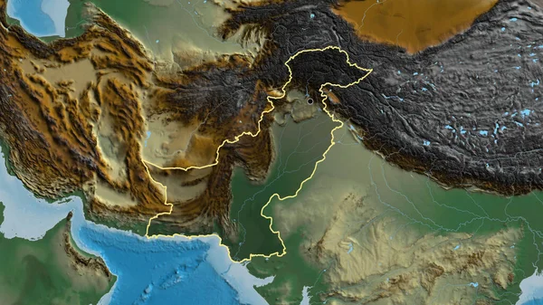 Close Área Fronteira Paquistão Destacando Com Uma Sobreposição Escura Mapa — Fotografia de Stock