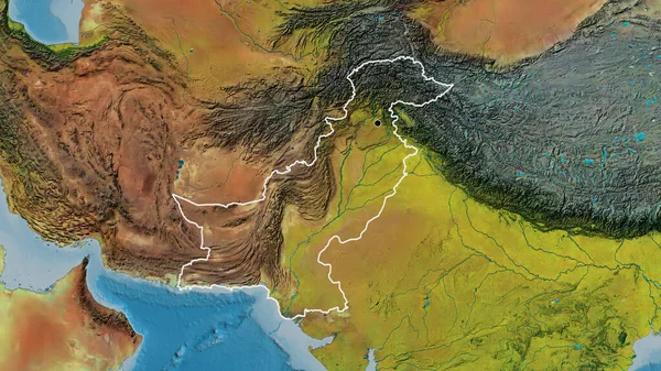 Bir Topografik Haritada Pakistan Sınır Bölgesinin Yakın Çekimleri Ana Nokta — Stok fotoğraf