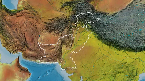 Close Área Fronteira Com Paquistão Suas Fronteiras Regionais Mapa Topográfico — Fotografia de Stock