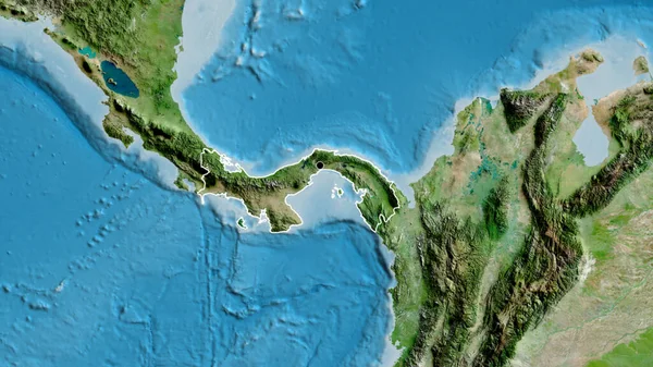 Primer Plano Zona Fronteriza Panamá Mapa Satelital Punto Capital Esquema — Foto de Stock