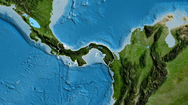 Крупный План Пограничной Зоны Панамы Выделяющийся Тёмным Наложением Спутниковую Карту — стоковое фото