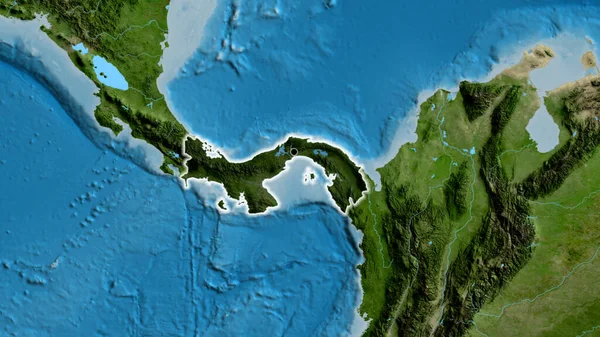 Close Panama Border Area Highlighting Dark Overlay Satellite Map Capital — Stock Photo, Image