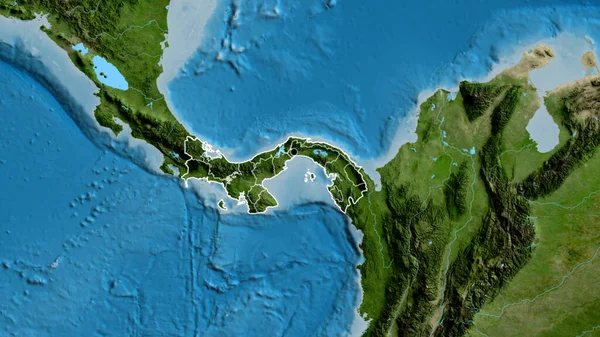 Primer Plano Zona Fronteriza Panamá Sus Fronteras Regionales Mapa Satelital —  Fotos de Stock