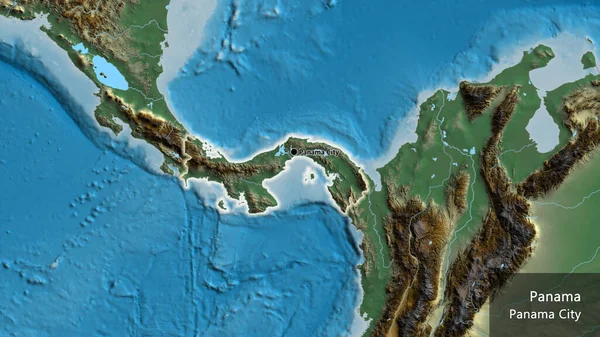 Primer Plano Zona Fronteriza Panamá Mapa Relieve Punto Capital Brillan — Foto de Stock