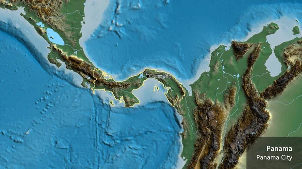 Primer Plano Zona Fronteriza Panamá Mapa Relieve Punto Capital Esquema — Foto de Stock