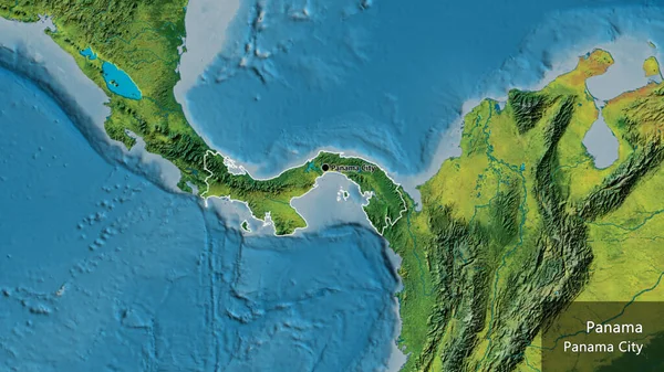 Primer Plano Zona Fronteriza Panamá Mapa Topográfico Punto Capital Esquema —  Fotos de Stock