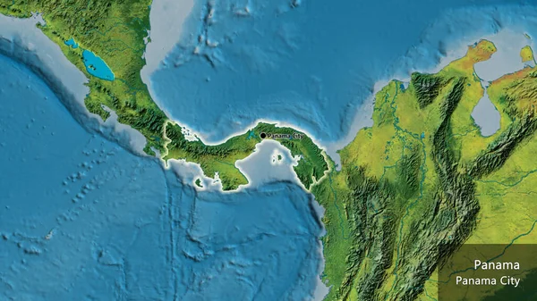 Primer Plano Zona Fronteriza Panamá Mapa Topográfico Punto Capital Brillan — Foto de Stock