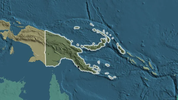 Close Papua New Guinea Border Area Highlighting Dark Overlay Administrative — Stock Photo, Image