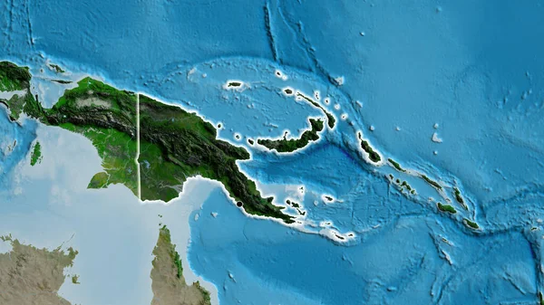 Gros Plan Zone Frontalière Papouasie Nouvelle Guinée Mettant Évidence Une — Photo