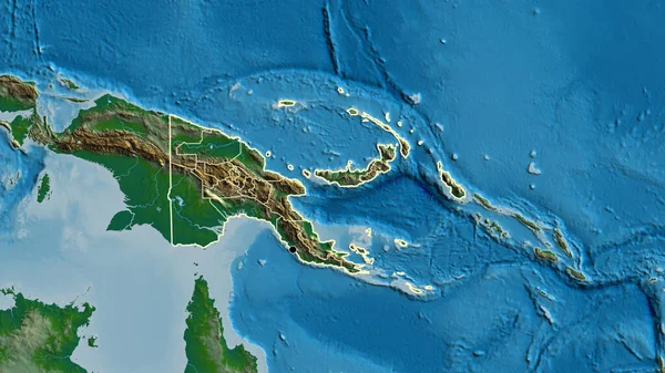Nahaufnahme Des Grenzgebiets Papua Neuguinea Und Seiner Regionalen Grenzen Auf — Stockfoto